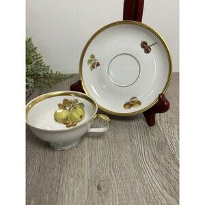 PMR Bavaria Jaeger Co Golden Crown E&R Harvest Cup & Saucer Set Germany